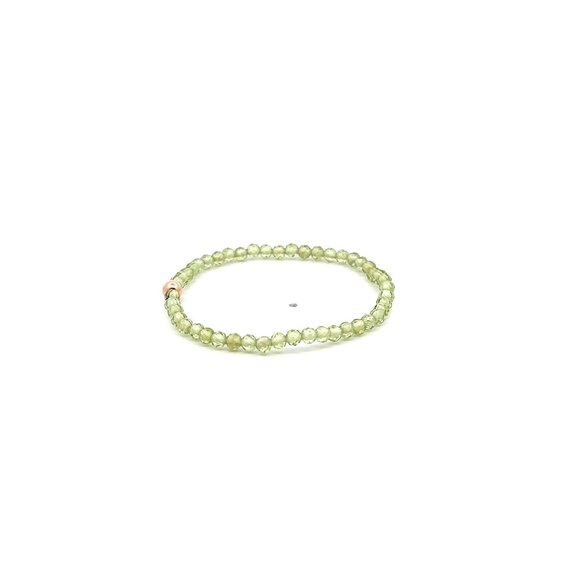 Natural Peridot Gemstone Mini 3mm 18K Rose Gold Charm Bead August Birthstone - Picture 3 of 5